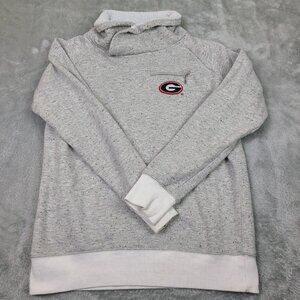 Womens Heathered Gray‎ Georgia Bulldogs Poodle Fleece Cowneck Pullover Sz Large